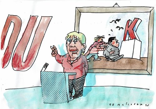 Cartoon: Kandidatin (medium) by Jan Tomaschoff tagged cdu,spd,cdu,spd