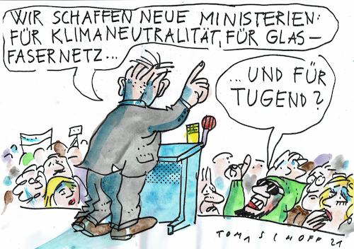 Cartoon: Ministerien (medium) by Jan Tomaschoff tagged wahlversprechen,taliban,wahlversprechen,taliban