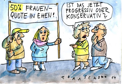 Cartoon: Quote (medium) by Jan Tomaschoff tagged frauenquote,partnerschaft,frauenquote,partnerschaft