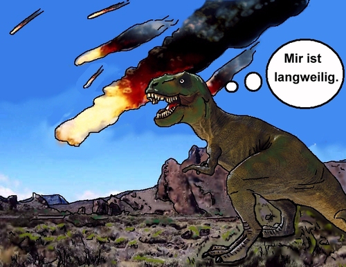 Cartoon: Gute alte Zeit (medium) by sier-edi tagged urzeit,rex,saurier,meteor,langeweile
