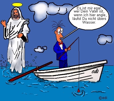 Cartoon: Petri Heil (medium) by sier-edi tagged laufen,wasser,das,über,jesus,angler