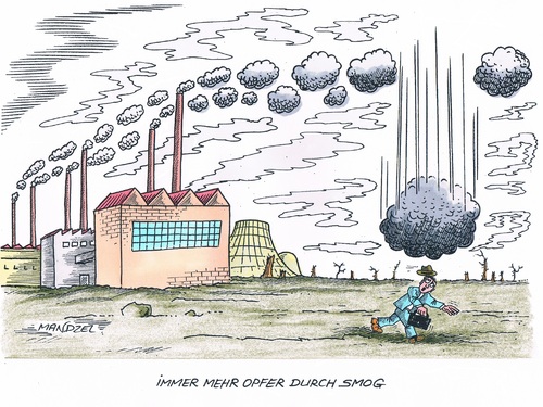 Cartoon: Gefährliche Luftverschmutzung (medium) by mandzel tagged luftverschmutzung,krankheiten,umwelt,fabriken,brennstoffe,luftverschmutzung,krankheiten,umwelt,fabriken,brennstoffe