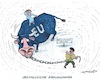 Cartoon: Die EU routiert (small) by mandzel tagged lukaschenko,migranten,eu,instrumentalisierung,belarus