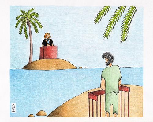 Cartoon: island (medium) by cemkoc tagged island,court,judge,judgement