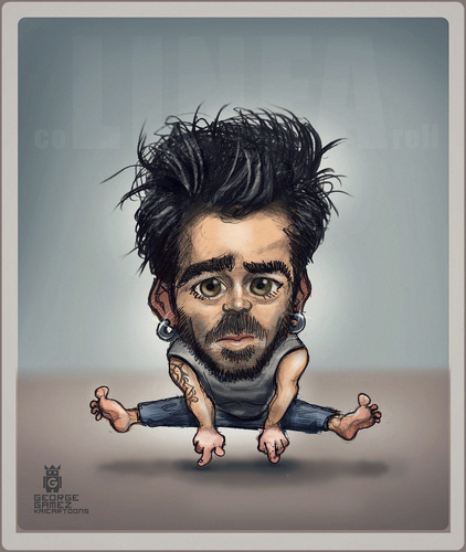 Cartoon: Farrell (medium) by gamez tagged colin,farrell,gamez,george,kaicartoons,georg,gmz,actor,art,caricature,painting,drawing,bw,pencil