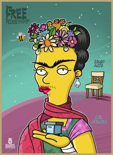 Cartoon: Frida KahLo (medium) by gamez tagged games,funny,thesimpsons,simpsonize,georgegamezkaicartoons,gamez,georgegamez,kahlo,frida
