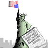 Cartoon: Flag of distress (small) by toons tagged flag,flown,upside,down,trump,and,putin,statue,of,liberty,treason,russia,usa