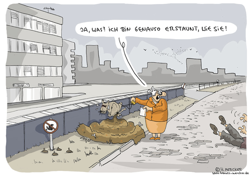 Cartoon: Erstaunt (medium) by H Mercker tagged hund,hunde,köter,straße,stadt,großstadt,hundekot,probleme