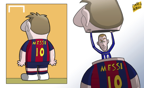 Cartoon: Messi in disguise Hazard (medium) by omomani tagged hazard,messi