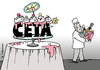 Cartoon: lecker CETA (small) by Pfohlmann tagged karikatur,cartoon,color,farbe,2014,deutschland,kanada,gauck,freihandelsabkommen,ceta,wirtschaft,kapitalismus,kritik,klagerecht,konzerne,zuckerbäcker,konditor,koch,bäcker,dekoration,deko,lecker,proteste,zoll,handel,handelsschranken
