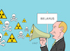 Cartoon: Nuklearwaffen in Belarus (small) by Erl tagged politik,krieg,angriff,überfall,russland,ukraine,wladimir,putin,ankündigung,stationierung,taktische,atomwaffen,belarus,nukleare,drohung,megafon,karikatur,erl