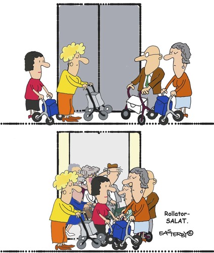 Cartoon: Rollator Salat (medium) by EASTERBY tagged rollatoren,senioren,old,peoples,home,rollatoren,senioren,old,peoples,home