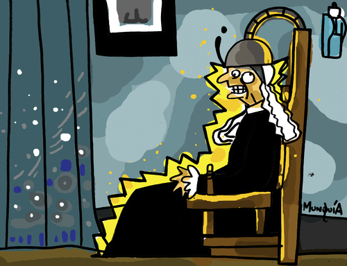 Cartoon: Electric Chair (medium) by Munguia tagged arrangement,in,grey,and,black,no,james,mcneil,whistler,whisters,mother,famous,paintings,parodies,horror