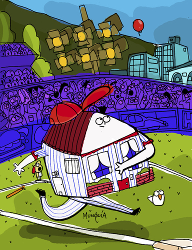 Cartoon: Home Run (medium) by Munguia tagged sports,house,home,ball,baseball