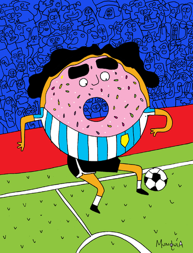 Cartoon: MaraDona (medium) by Munguia tagged maradonna,dona,donut,soccer,futball,argentina