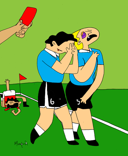 Cartoon: Red Card (medium) by Munguia tagged soccer,futbol,sports,munguia,costa,rica,ball,massaccio,masaccio,paradise,out,red,card,foul
