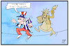 Cartoon: Hängepartie in den USA (small) by Kostas Koufogiorgos tagged karikatur,koufogiorgos,illustration,cartoon,usa,wahl,hängepartie,uncle,sam,miss,liberty,trump,biden,seiltanz,balance