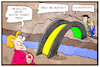 Cartoon: Jamaika-Brücke (small) by Kostas Koufogiorgos tagged karikatur,koufogiorgos,illustration,cartoon,jamaika,brücke,brückentag,koalition,sondierung,union,spd,gruene