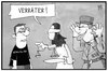 Cartoon: Landesverrat (small) by Kostas Koufogiorgos tagged karikatur,koufogiorgos,illustration,cartoon,landesverrat,journalist,journalismus,justitia,bundesanwaltschaft,geheimdienst,agent,spion,presse
