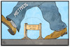 Cartoon: Mietpreisbremse (small) by Kostas Koufogiorgos tagged karikatur,koufogiorgos,illustration,cartoon,miete,mietpreisbremse,vermieter,sprung,wucher,hürde