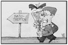 Cartoon: Nato-Treffen (small) by Kostas Koufogiorgos tagged karikatur,koufogiorgos,illustration,cartoon,nato,gipfel,akk,kramp,karrenbauer,schulanfang,beginn