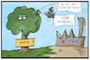 Cartoon: Naturwald (small) by Kostas Koufogiorgos tagged karikatur,koufogiorgos,illustration,cartoon,wald,natur,hambacher,forst,hambi,rwe,kohle,umweltschutz,energie,wirtschaft