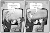 Cartoon: Risiko-Reisen (small) by Kostas Koufogiorgos tagged karikatur,koufogiorgos,illustration,cartoon,risikogebiet,corona,pandemie,schaffner,kontrolleur,kontrolle,fahrausweis,coronatest