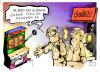 Cartoon: Technische Lösungen (small) by Kostas Koufogiorgos tagged cebit technik finanzkrise merkel eroeffnung bandit slot machine spielautomat geld wirtschaft kostas koufogiorgos
