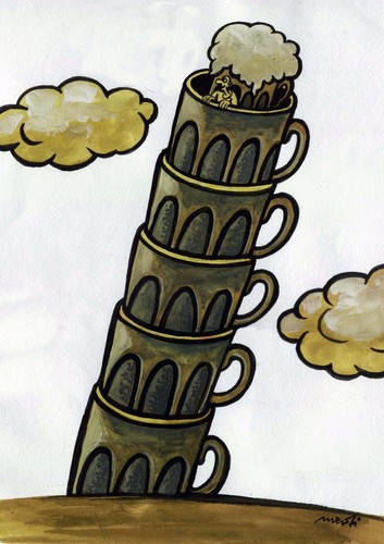 Cartoon: pisa beers (medium) by Medi Belortaja tagged pisa,beer,beers,alcohol,glasses,cup,tower