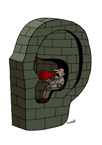Cartoon: political ear (medium) by Medi Belortaja tagged crisis,financial,elections,people,poverty,pover,speaker,worker,poor,rich,hear,ear,politicians,political,politics