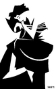 Cartoon: Alphonse Mucha. Repos de la nuit (small) by Xavi dibuixant tagged alphonse,mucha,repos,de,la,nuit,alfons,drawing,reposo,nocturno,dibujo,blanco,negro,black,white