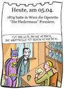 Cartoon: 5. April (small) by chronicartoons tagged fledermaus,operette,strauss,batman,dracula,vampir,theater,intendant,cartoon