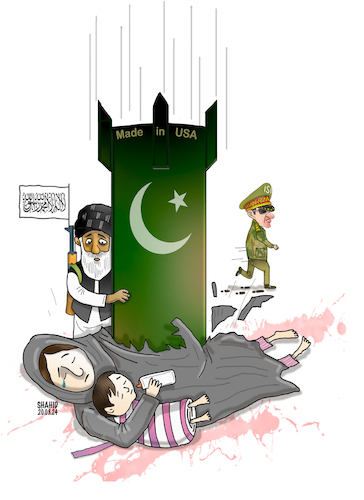 Cartoon: Pakistan rocket attack! (medium) by Shahid Atiq tagged afghanistan