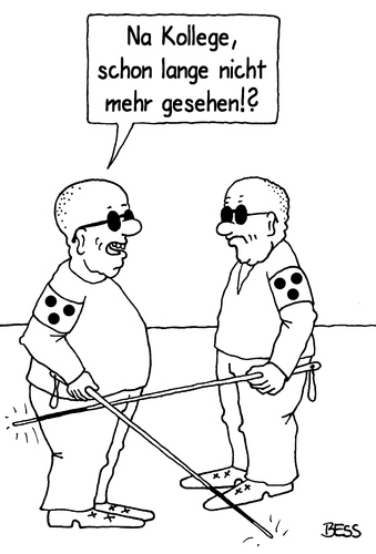 Cartoon: blind date (medium) by besscartoon tagged behinderung,blind,blindheit,männer,handicap,treffen,bess,besscartoon