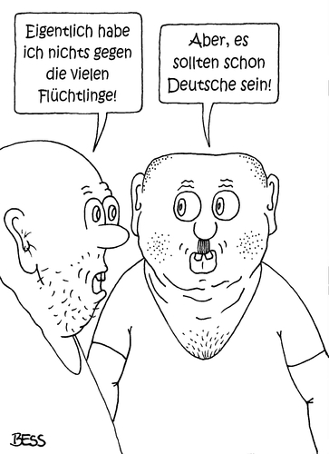 Cartoon: Jawull (medium) by besscartoon tagged asyl,flüchtlinge,syrien,deutsch,deutschland,vorurteile,braun,neonazis,bess,besscartoon