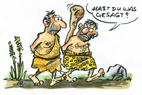 Cartoon: ... (medium) by GB tagged steinzeit,stoneage,prephistoric,weapon,waffe