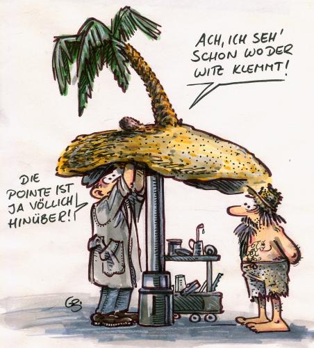 Cartoon: In der Witzwerkstatt (medium) by GB tagged palme,island,schiffbrüchiger,insel,service,reparatur,reparatur,service,insel,schiffbrüchiger,palme,reperatur,werkstatt,witz,klemmt,pointe,gestrandeter,robinson crusoe,freitag,emerit,verschollen,einsamkeit,kokusnuss,rettung,sos,überlebenskampf,verschwunden,hoffnung,hilfe,geist,humor,scherz,spaß,gag,esprit,anekdote,bonmot,kalauer,wortspiel,zote,jux,geistesblitz,uz,mutterwitz,robinson,crusoe,klischee,stereotyp