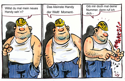 Cartoon: Neues Handy 1 (medium) by GB tagged handy,cell,phone,technik,innovation,kontakt,kommunikation,bau,arbeiter,worker,handy,telefon,technologie,technik,kontakt,kommunikation,innovation,arbeiter,bau