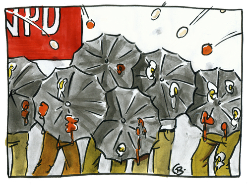 Cartoon: NPD Wahlkampf (medium) by GB tagged rechte,neo,nazi,kundgebung,wahl,rede,veranstaltung,braun,glatzen,npd,rechte,neo,nazi,kundgebung,wahl,rede,veranstaltung,braun,glatzen,npd