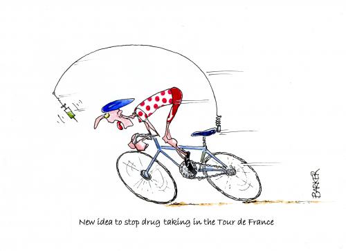 Cartoon: Tour de France - stopping drugs (medium) by barker tagged tour,de,france,drugs,steroids,bicycle,race,humour,humor,barker,tour de france,doping,steroide,spritze,fahrrad,fahren,fahrradfahrer,manipulation,manipulieren,skandal,doping skandal,frankreich,sport,radsport,ereignis,sportereignis,sportler