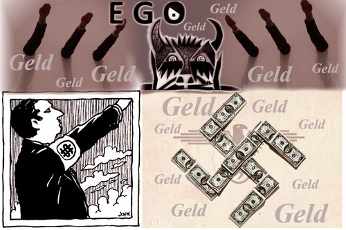 Cartoon: Money Money Money (medium) by eCollage tagged ego,gier,egoismus,faschismus,geld,money