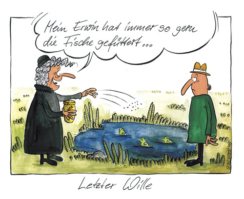 Cartoon: Letzter Wille (medium) by Mario Schuster tagged karikatur,cartoon,mario,schuster