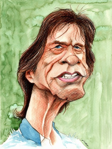 Cartoon: Mick Jagger (medium) by Mario Schuster tagged mick,jagger,karikatur,cartoon,aquarell,mario,schuster