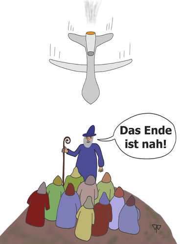 Cartoon: Das Ende ist nah! (medium) by thalasso tagged weltuntergang,ende,guru,prophezeihung,vorhersage,drohne