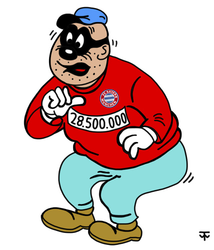 Cartoon: Das neue Bayern-Trikot (medium) by thalasso tagged fc,bayern,urteil,steuerhinterziehung,hoeneß,selbstanzeige,schweiz,steuern,knast,panzerknacker,neu,trikot,trikots,jersey,tank,buster,tax,evasion,defraudation