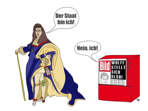 Cartoon: Sonnenkönig (medium) by thalasso tagged sonnenkönig,wulff,präsident,rücktritt,ludwig,xiv