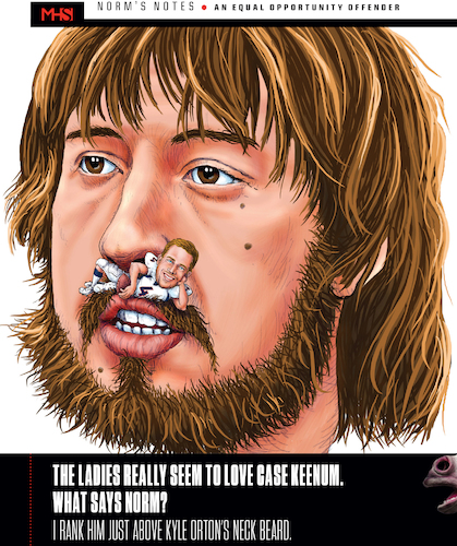 Cartoon: Case Keenum Orton Broncos Stache (medium) by karlwimer tagged denver,broncos,case,keenum,kyle,orton,american,football,quarterbacks,sports