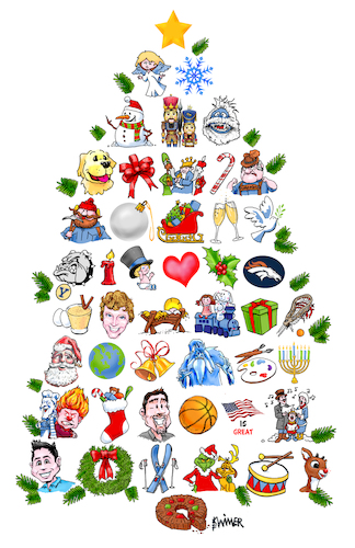 Cartoon: Christmas Holiday Card (medium) by karlwimer tagged christmas,new,years,card,tree
