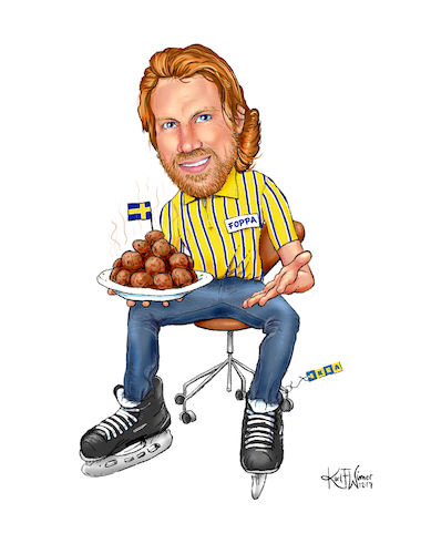 Cartoon: IKEA Forsberg (medium) by karlwimer tagged peter,forsberg,avalanche,ice,hockey,colorado,sweden,sports,ikea,meatballs