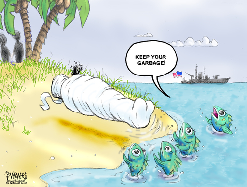 Cartoon: Keep Your Garbage (medium) by karlwimer tagged osama,binladen,terrorist,politics,usa